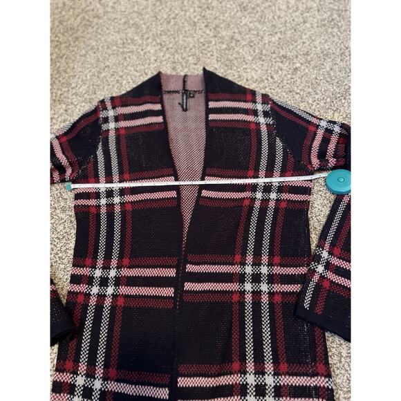 MOON & MADISON Windowpane Plaid Open Knit Cardigan Sweater—SZ. Small - Picture 4 of 7